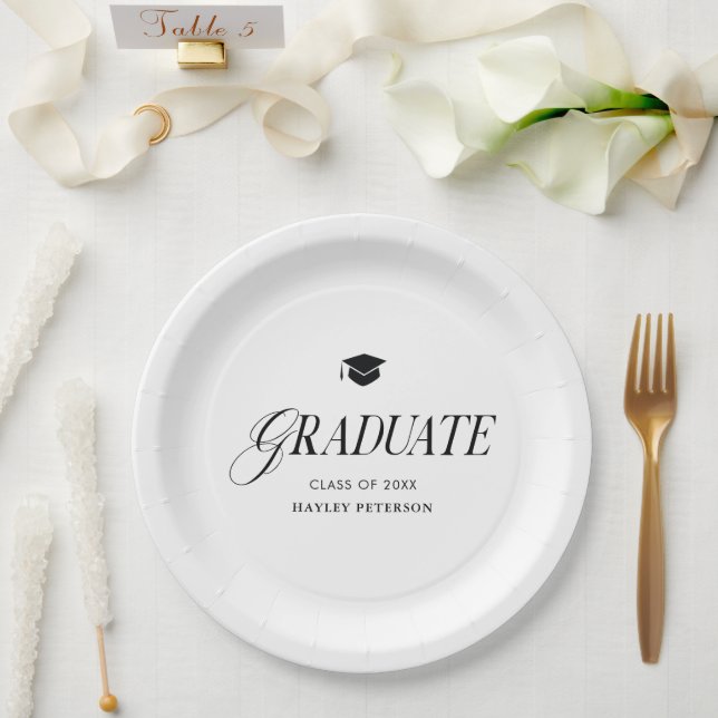 Graduate Modern Simple Graduation Party Paper Plate (Wedding)