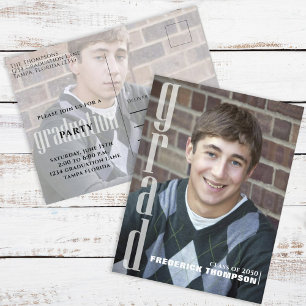 Graduate Modern Simple Twp Photo Grad Elegant Postcard