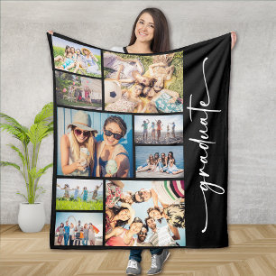 Graduate Multi Photo Collage Fleece Blanket