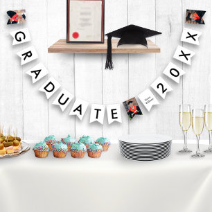 Graduate Name and Year 3 Photos Custom Graduation Bunting