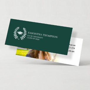 Graduate Name Card Photo Dark Green and White