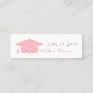 graduate name card, women class of, pink calling card