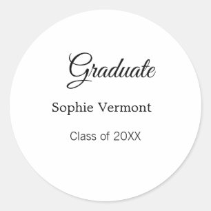 Graduate name class of 20XX congrats simple minima Classic Round Sticker