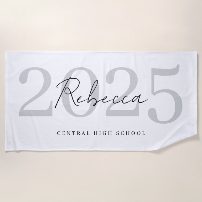 Graduate Name Class year School Name Graduation Beach Towel (Front)