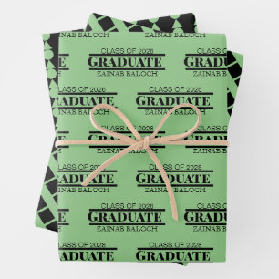 Graduate Name Script Geometric Wrapping Paper Sheet