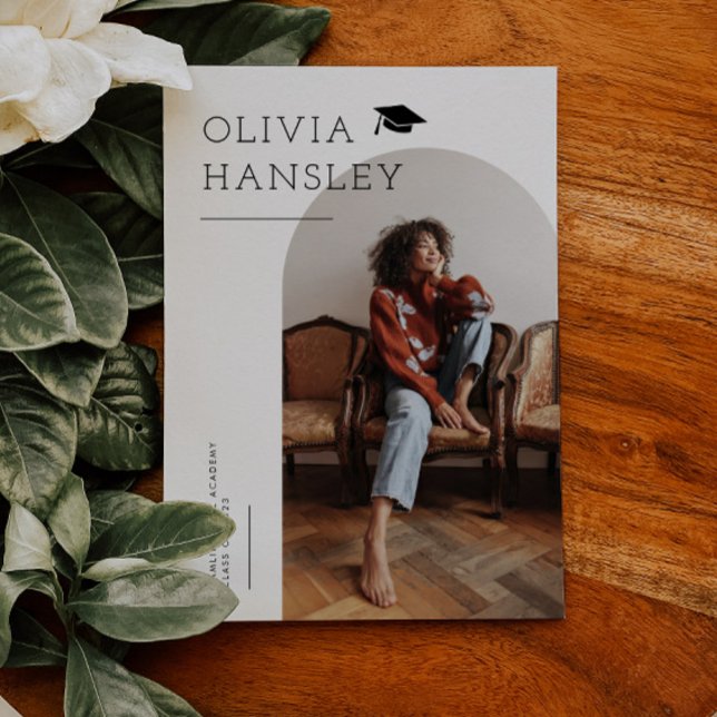 Graduate Name White Arch Graduation Announcement (Creator Uploaded)