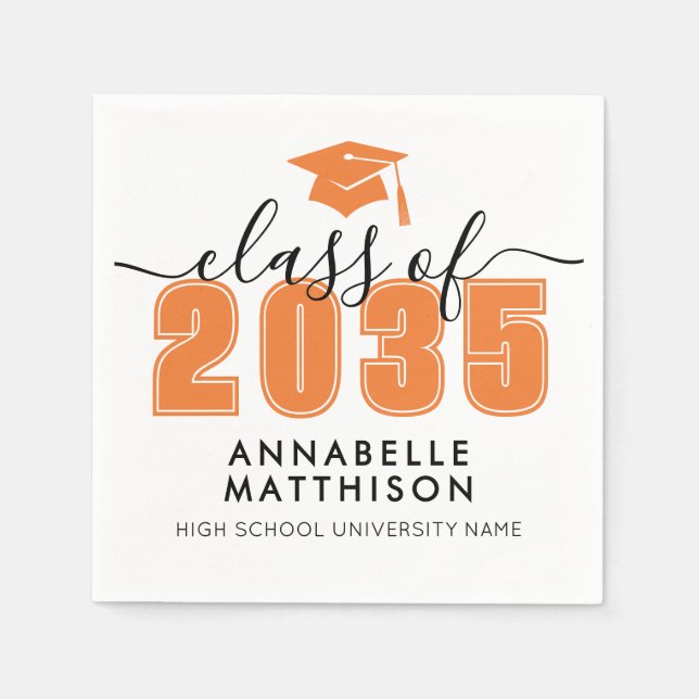 Graduate OrangeGraduation Napkin (Front)