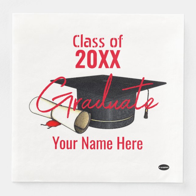 Graduate Paper Napkin - Cap and Diploma HAMbyWG (Front)