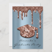 Graduate Party Drips Rose Blue Cap 3D Effect Glam