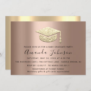 Graduate Party Student Rose Gold Graduate Cap Invitation