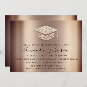 Graduate Party Student Rose Gold Graduate Cap Invitation