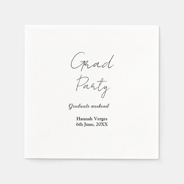 GRADUATE PARTY WEEKEND NAME DATE SIMPLE STYLISH NAPKIN (Front)