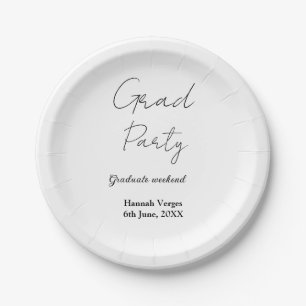 GRADUATE PARTY WEEKEND NAME DATE SIMPLE STYLISH PAPER PLATE