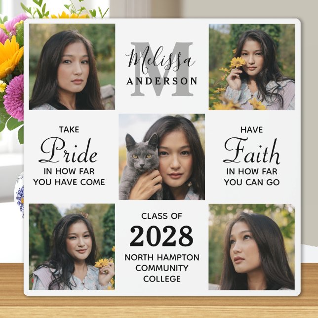 Graduate Personalised 5 Photo Collage Graduation Plaque (Creator Uploaded)