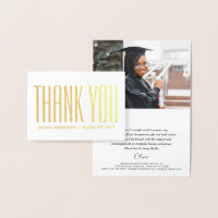 Graduate Photo & Address Modern Minimal Thank You