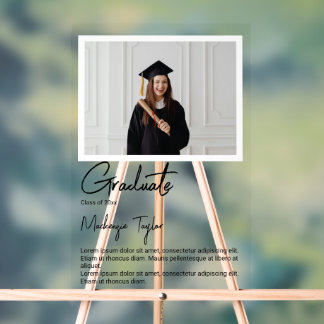 Graduate Photo and Personalised Text Acrylic Sign