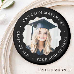 Graduate photo black wavy border graduation magnet