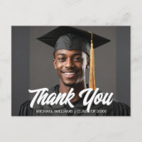 Graduate Photo Bold Script Graduation Thank You