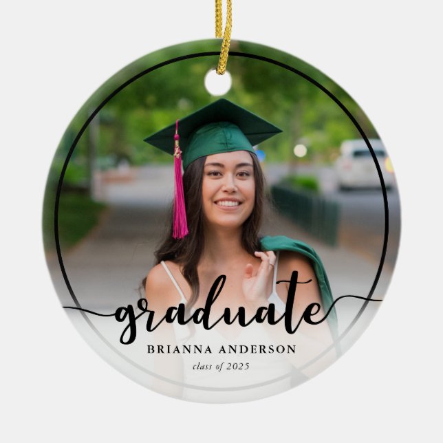 Graduate Photo Calligraphy Black Ceramic Ceramic Tree Decoration (Front)