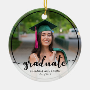 Graduate Photo Calligraphy Black Ceramic Tree Decoration