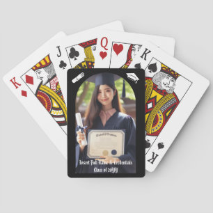Graduate Photo, Cap Tassel, Diploma, Arch on Black Playing Cards