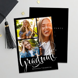 Graduate Photo Collage Calligraphy Script Announcement