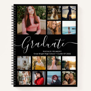 Graduate Photo Collage Graduation Black Notebook