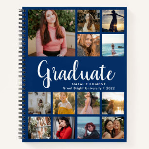 Graduate Photo Collage Graduation Navy Blue Notebook