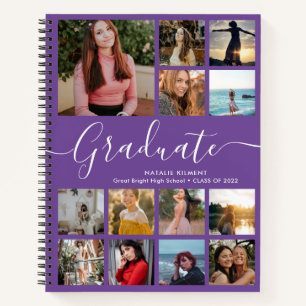 Graduate Photo Collage Graduation Purple Notebook