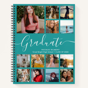 Graduate Photo Collage Graduation Teal Notebook