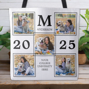 Graduate Photo Collage Monogram Keepsake Tote Bag
