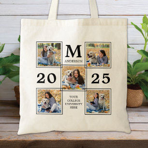 Graduate Photo Collage Monogram Keepsake Tote Bag