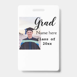 graduate photo congratulation add your name modern ID badge