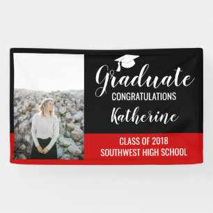 Graduate Photo Congratulations Black Red Banner