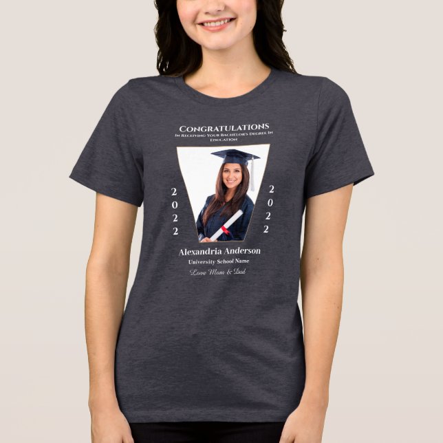 Graduate Photo Congratulations Personalise Tri-Blend Shirt (Front)