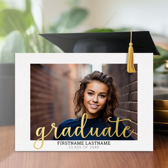 Graduate Photo for Graduation Party Modern Script (Graduation Party Invitation with Multiple Photos)