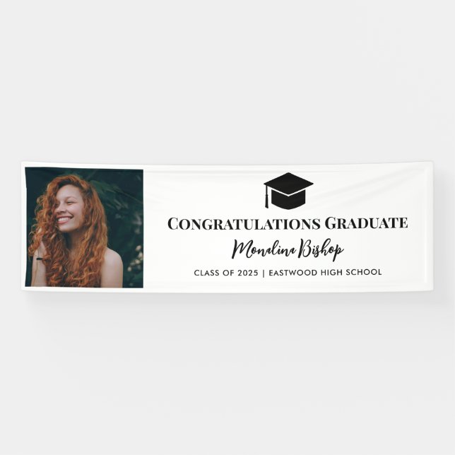 Graduate Photo | Grad Hat Congratulations  Banner (Horizontal)
