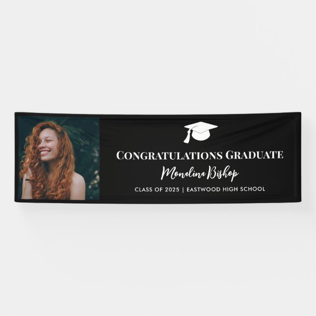 Graduate Photo | Grad Hat Congratulations  Banner (Horizontal)