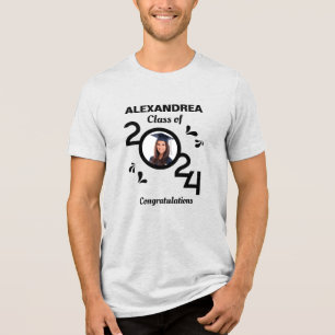 Graduate Photo Graduation Class Year 2024 Custom Tri-Blend Shirt
