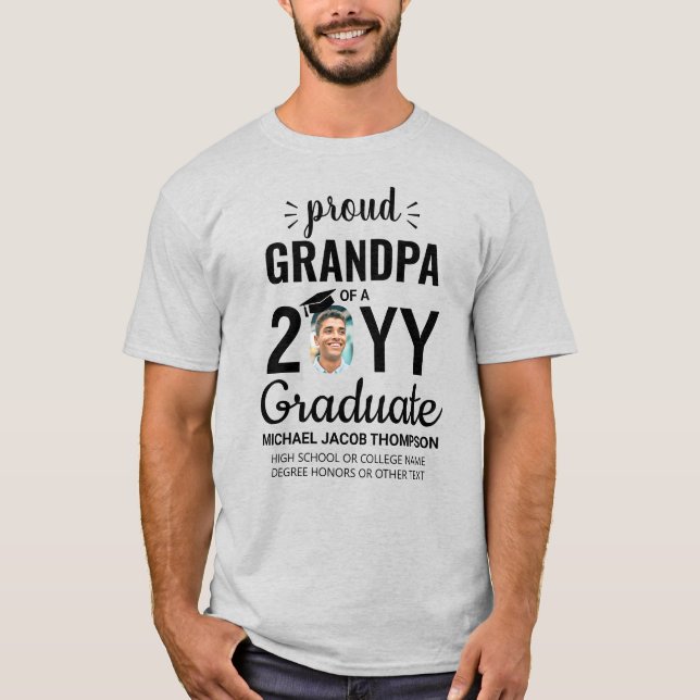 Graduate Photo Graduation Class Year Proud Grandpa T-Shirt (Front)