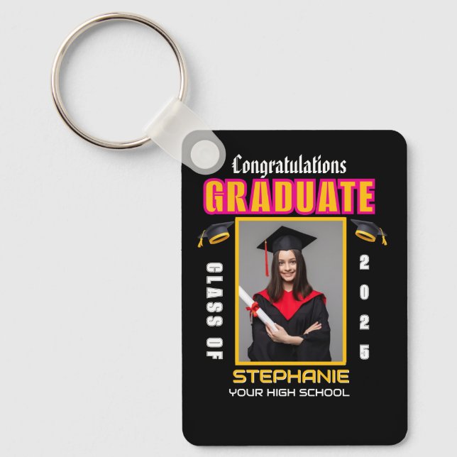 Graduate Photo Graduation Congratulations Custom Key Ring (Front)