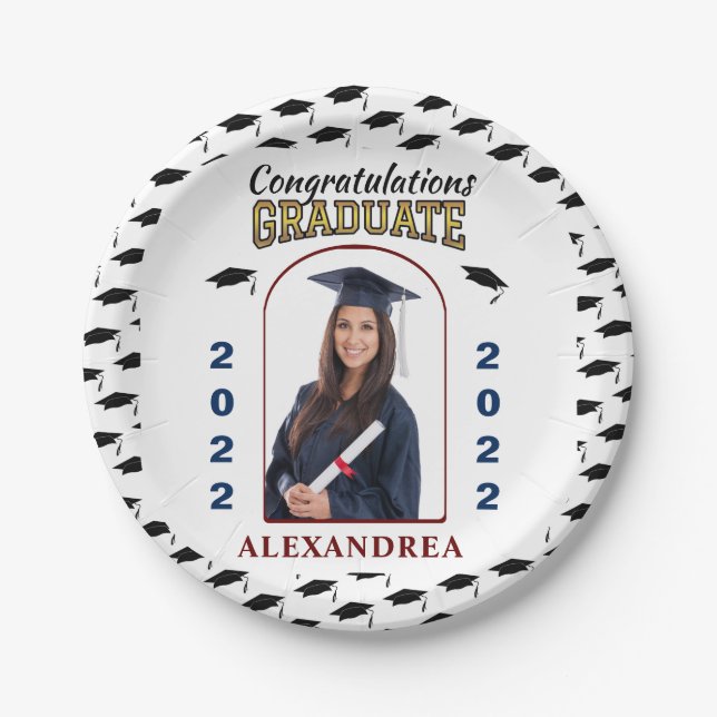 Graduate Photo Graduation Congratulations Custom P Paper Plate (Front)