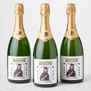 Graduate Photo Graduation Congratulations Custom Sparkling Wine Label