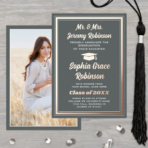 Graduate Photo Grey & Foil Graduation Announcement