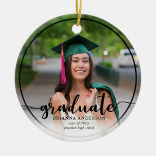 Graduate Photo Modern Calligraphy Ceramic Tree Decoration