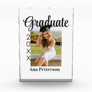 Graduate photo modern classic add year name rustic block