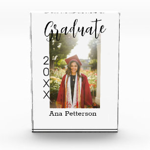 Graduate photo modern classic add year name rustic block