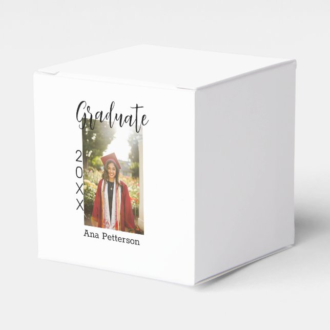 Graduate photo modern classic add year name rustic favour box (Front Side)
