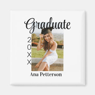 Graduate photo modern classic add year name rustic magnet