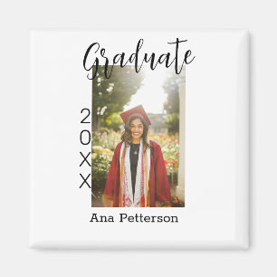 Graduate photo modern classic add year name rustic magnet